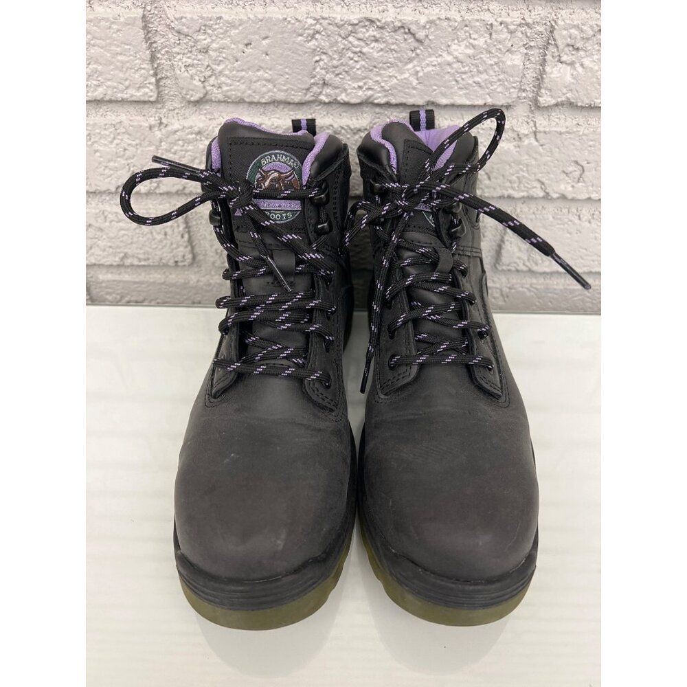 Brahma Women Combustion Black Purple Steel Toe Boots Size 7
